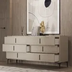 Комод мягкий, стекло прозрачное, ножки черные ГРЕЙС786