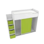 Кровать-чердак  с лестницей комодом L905, 90x190 L/R