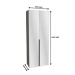 Шкаф 2 дверный с зеркалом, фасады в эмали LE210.44-4Z