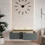 Тумба ТВ навесная с электрокамином, фасады в эмали LE548.451