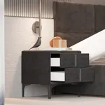 Тумба прикроватная мягкая, стекло прозрачное, ножки черные ГРЕЙС752