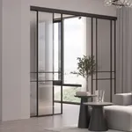 Сатинированная перегородка для спальни, стекло прозрачное и Сатинато GRACE 8