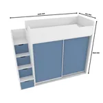 Кровать-чердак  с лестницей комодом, фасады в эмали LE905, 90x190 L/R