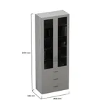 Шкаф книжный с тремя ящиками со стеклом LG213S с подсветкой