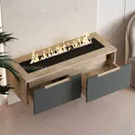 Тумба ТВ навесная с электрокамином, фасады в эмали LE548.451