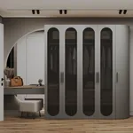 Шкаф 2 дверный, фрезерованные фасады в эмали нестандарт LE210.60-3