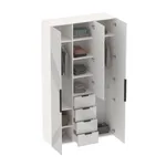 Шкаф трехдверный с ящиками узкий, фрезерованные фасады в эмали LE203.44