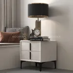 Тумба прикроватная мягкая, стекло прозрачное, ножки черные GRACE752