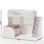 Кровать двухъярусная угловая со столом и лестницей комодом P909, 90x200