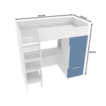 Кровать-чердак с рабочей зоной, фасады в эмали LE909, 90x190 L/R