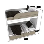 Кровать двухъярусная E905, 90x190 L/R