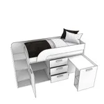 Кровать-чердак  с рабочей зоной E903.8, 80x180 L/R