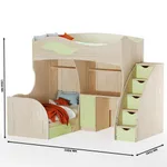 Кровать двухъярусная угловая со столом и лестницей комодом P909, 90x200