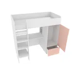 Кровать-чердак с рабочей зоной, фасады в эмали LE909, 90x190 L/R