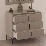 Комод мягкий, стекло прозрачное, ножки черные ГРЕЙС793