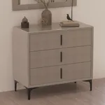 Комод мягкий, стекло прозрачное, ножки черные ГРЕЙС793