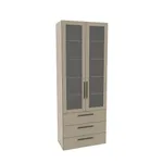 Шкаф книжный с тремя ящиками со стеклом L213S