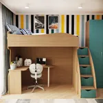 Кровать-чердак с рабочей зоной и лестницей P907, 90x200
