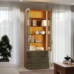 Шкаф книжный с тремя ящиками со стеклом L213S с подсветкой