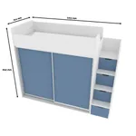 Кровать-чердак  с лестницей комодом, фасады в эмали LE905, 90x190 L/R