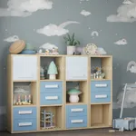 Cтеллаж сквозной книжный на 3 ниши с фасадом и ящиками E803