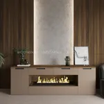 Тумба ТВ навесная с электрокамином, фасады в эмали LE550.450