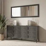 Комод мягкий, стекло прозрачное, ножки черные ГРЕЙС786