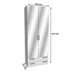 Шкаф двустворчатый с ящиками и с зеркалом LG-211.44Z