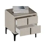 Тумба прикроватная мягкая, стекло прозрачное, ножки черные GRACE752