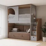 Кровать-чердак A914 с диваном Bergamo, 90x200 L/R