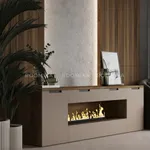 Тумба ТВ навесная с электрокамином, фасады в эмали LE550.450