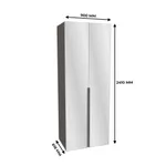 Шкаф 2 дверный с зеркалом, фасады в эмали LE210.60-3Z