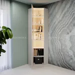 Шкаф угловой книжный со стеклом, фасады в эмали LE247 с подсветкой