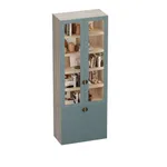 Шкаф книжный со стеклом, фрезерованные фасады в эмали с подсветкой LE214S