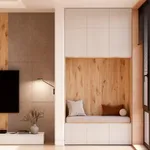 Балкон с удобной мягкой нишей и шкафом с фрезерованными фасадами №130