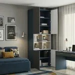 Шкаф книжный с нишей, фрезерованные фасады в эмали LE216