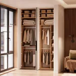 Балкон с удобной мягкой нишей и шкафом с фрезерованными фасадами №130