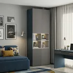 Шкаф книжный с нишей, фрезерованные фасады в эмали LE216