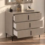 Комод мягкий, стекло прозрачное, ножки черные ГРЕЙС793