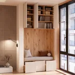 Балкон с удобной мягкой нишей и шкафом с фрезерованными фасадами №130