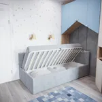 Кровать с подъемным механизмом и ящиком для белья ЛАЙН М1