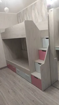 Кровать двухъярусная с лестницей комодом L904, 90x190 L/R