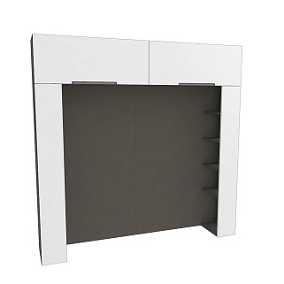 Ниша для кровати с секциями с подсветкой, фасады в эмали LE407.44