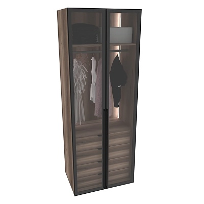 Шкаф для спальни с полками и штангой с подсветкой R210.60-4