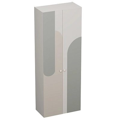 Шкаф двухдверный узкий, фрезерованные фасады в эмали LE210.44-1