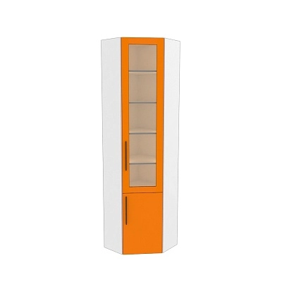 Шкаф угловой книжный со стеклом L247 с подсветкой