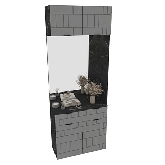 Тумба с зеркалом и комодными ящиками, фрезерованные фасады в эмали LE421 L/R