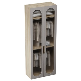 Шкаф двухдверный узкий, фрезерованные фасады в эмали LE210.44-1