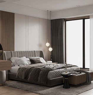 Спальня в древесных оттенках №5