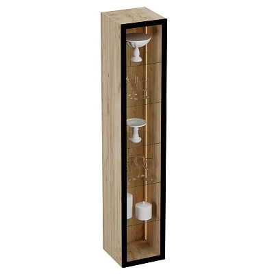 Шкаф со стеклянными фасадом полки стекло с подсветкой R220.1